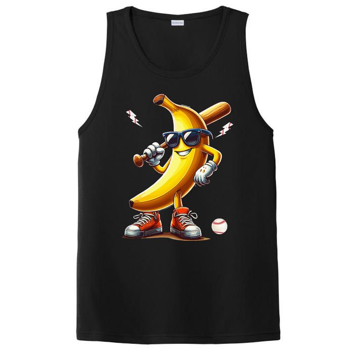 Banana Playing Baseball Funny Baseball Game PosiCharge Competitor Tank