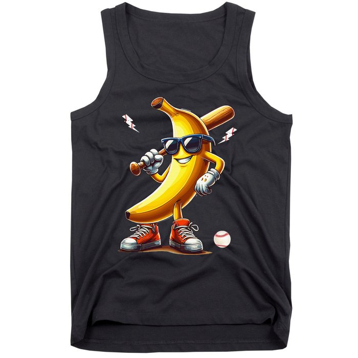 Banana Playing Baseball Funny Baseball Game Tank Top