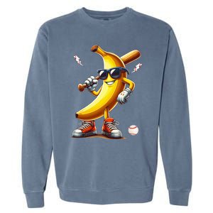 Banana Playing Baseball Funny Baseball Game Garment-Dyed Sweatshirt