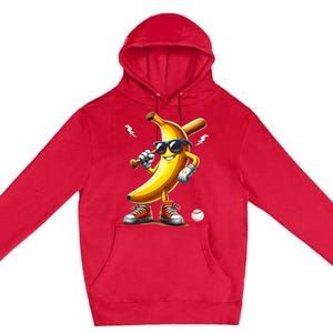 Banana Playing Baseball Funny Baseball Game Premium Pullover Hoodie