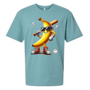 Banana Playing Baseball Funny Baseball Game Sueded Cloud Jersey T-Shirt