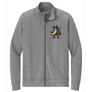 Banana Playing Baseball Fruit Lover Funny Baseball Player Stretch Full-Zip Cadet Jacket