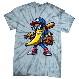 Banana Playing Baseball Fruit Lover Funny Baseball Player Tie-Dye T-Shirt