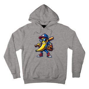 Banana Playing Baseball Fruit Lover Funny Baseball Player Tall Hoodie