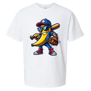 Banana Playing Baseball Fruit Lover Funny Baseball Player Sueded Cloud Jersey T-Shirt