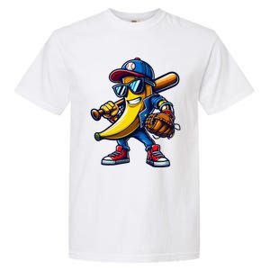 Banana Playing Baseball Fruit Lover Funny Baseball Player Garment-Dyed Heavyweight T-Shirt