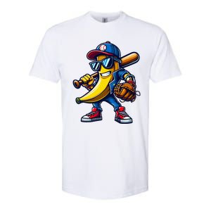 Banana Playing Baseball Fruit Lover Funny Baseball Player Softstyle CVC T-Shirt