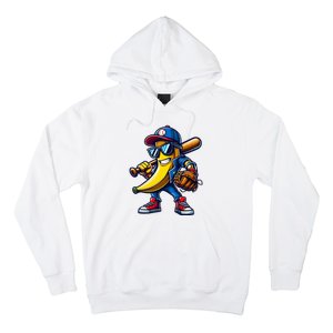 Banana Playing Baseball Fruit Lover Funny Baseball Player Hoodie