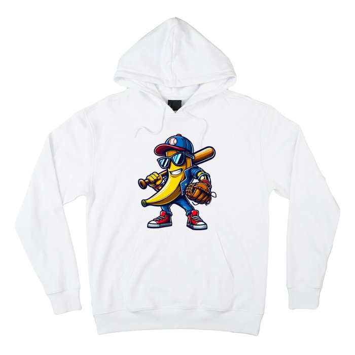 Banana Playing Baseball Fruit Lover Funny Baseball Player Hoodie