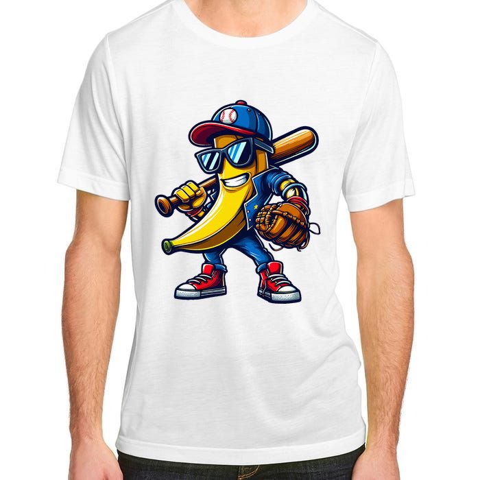 Banana Playing Baseball Fruit Lover Funny Baseball Player Adult ChromaSoft Performance T-Shirt