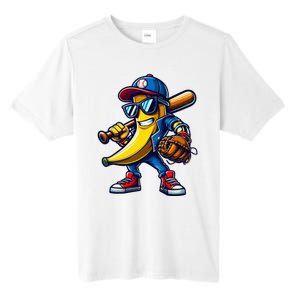 Banana Playing Baseball Fruit Lover Funny Baseball Player Tall Fusion ChromaSoft Performance T-Shirt