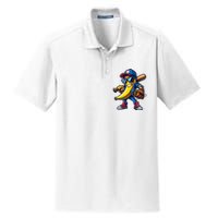 Banana Playing Baseball Fruit Lover Funny Baseball Player Dry Zone Grid Polo