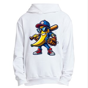 Banana Playing Baseball Fruit Lover Funny Baseball Player Urban Pullover Hoodie