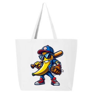 Banana Playing Baseball Fruit Lover Funny Baseball Player 25L Jumbo Tote