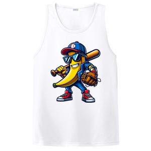 Banana Playing Baseball Fruit Lover Funny Baseball Player PosiCharge Competitor Tank