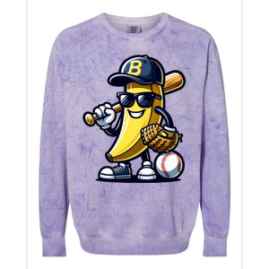 Banana Playing Baseball Fruit Lover Baseball Player Colorblast Crewneck Sweatshirt