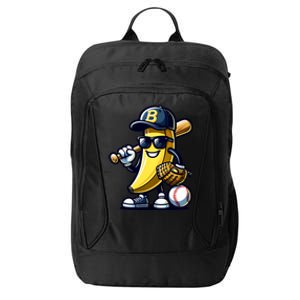 Banana Playing Baseball Fruit Lover Baseball Player City Backpack