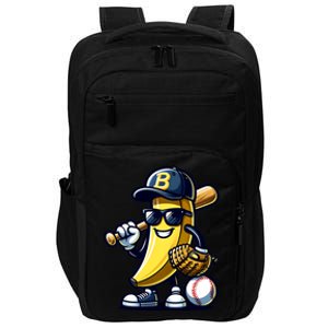 Banana Playing Baseball Fruit Lover Baseball Player Impact Tech Backpack