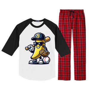 Banana Playing Baseball Fruit Lover Baseball Player Raglan Sleeve Pajama Set