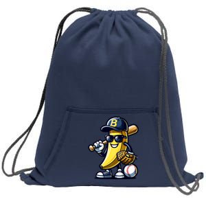 Banana Playing Baseball Fruit Lover Baseball Player Sweatshirt Cinch Pack Bag