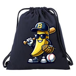 Banana Playing Baseball Fruit Lover Baseball Player Drawstring Bag