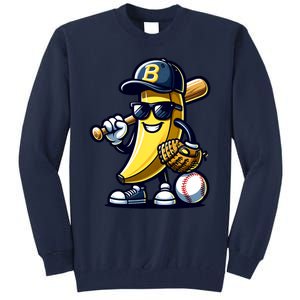 Banana Playing Baseball Fruit Lover Baseball Player Tall Sweatshirt