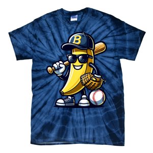 Banana Playing Baseball Fruit Lover Baseball Player Tie-Dye T-Shirt