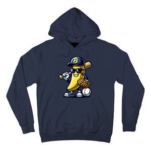 Banana Playing Baseball Fruit Lover Baseball Player Tall Hoodie