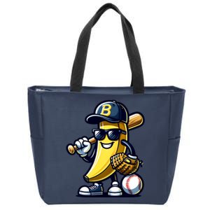 Banana Playing Baseball Fruit Lover Baseball Player Zip Tote Bag