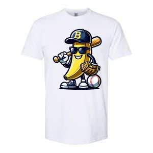 Banana Playing Baseball Fruit Lover Baseball Player Softstyle CVC T-Shirt