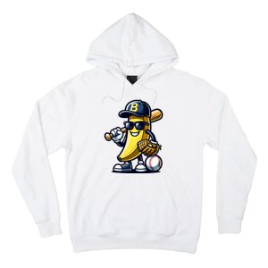 Banana Playing Baseball Fruit Lover Baseball Player Hoodie