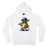 Banana Playing Baseball Fruit Lover Baseball Player Hoodie