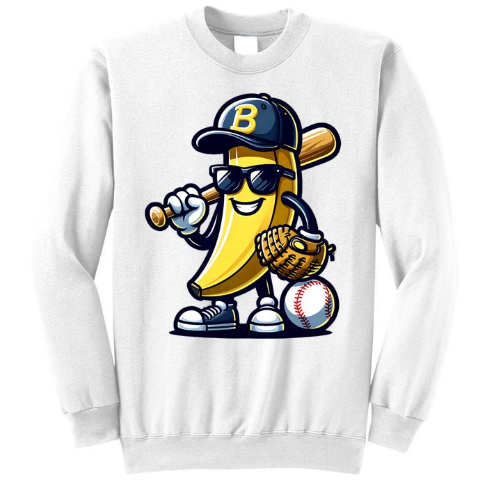 Banana Playing Baseball Fruit Lover Baseball Player Sweatshirt