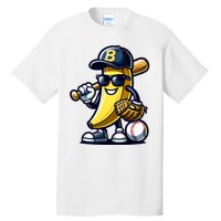 Banana Playing Baseball Fruit Lover Baseball Player Tall T-Shirt