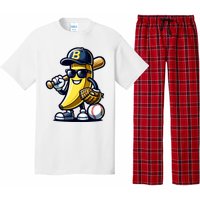 Banana Playing Baseball Fruit Lover Baseball Player Pajama Set