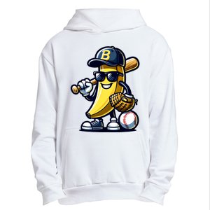 Banana Playing Baseball Fruit Lover Baseball Player Urban Pullover Hoodie