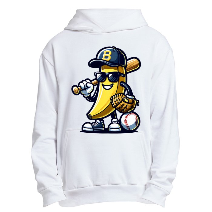 Banana Playing Baseball Fruit Lover Baseball Player Urban Pullover Hoodie