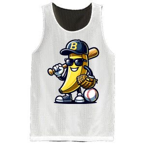 Banana Playing Baseball Fruit Lover Baseball Player Mesh Reversible Basketball Jersey Tank