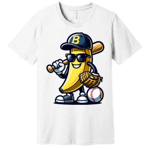 Banana Playing Baseball Fruit Lover Baseball Player Premium T-Shirt