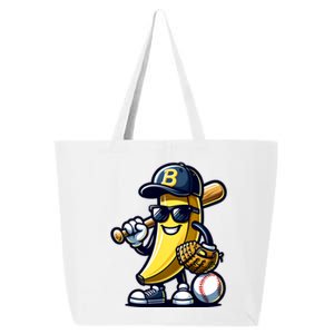 Banana Playing Baseball Fruit Lover Baseball Player 25L Jumbo Tote