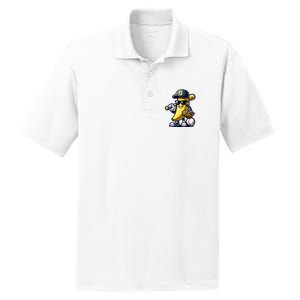 Banana Playing Baseball Fruit Lover Baseball Player PosiCharge RacerMesh Polo