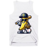 Banana Playing Baseball Fruit Lover Baseball Player Tank Top