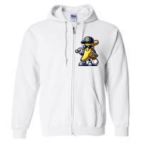 Banana Playing Baseball Fruit Lover Baseball Player Full Zip Hoodie