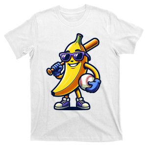 Banana Playing Baseball Fruit Lover Baseball Player T-Shirt