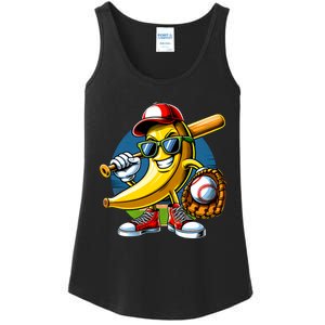 Banana Playing Baseball Fruit Lover Baseball Player Ladies Essential Tank