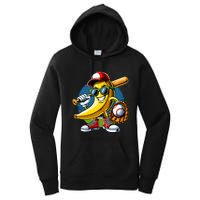 Banana Playing Baseball Fruit Lover Baseball Player Women's Pullover Hoodie