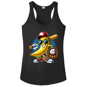 Banana Playing Baseball Fruit Lover Baseball Player Ladies PosiCharge Competitor Racerback Tank