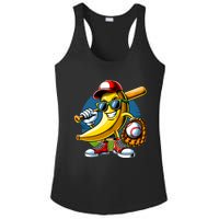 Banana Playing Baseball Fruit Lover Baseball Player Ladies PosiCharge Competitor Racerback Tank