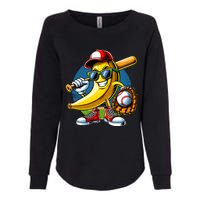 Banana Playing Baseball Fruit Lover Baseball Player Womens California Wash Sweatshirt