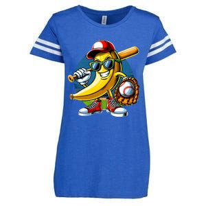 Banana Playing Baseball Fruit Lover Baseball Player Enza Ladies Jersey Football T-Shirt